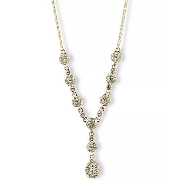 Givenchy Gold Tone Necklace Luxury Stylish Fashion Designer Elegant Crystal NWT - Picture 1 of 16